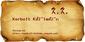 Kerbolt Kálmán névjegykártya